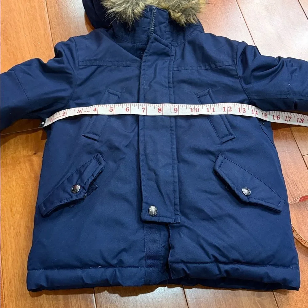 Polo by Ralph Lauren Navy Removable Fur White Duck Down Puffer Jacket Size 3T‎